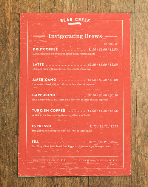 Bear Creek Menu 2